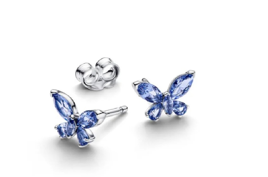 srebrni pandora uhani metulj 